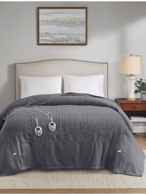 Premier Comfort Classic Fleece Heated Blanket, Twin - Grey